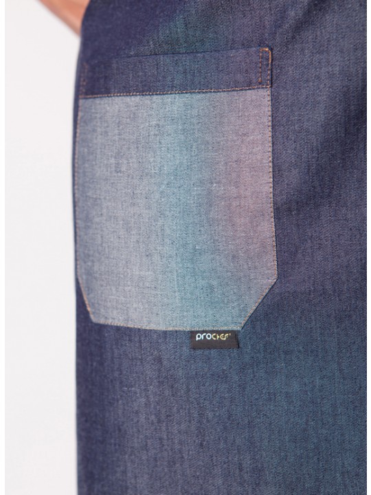 Avental Babete em ganga com bolso